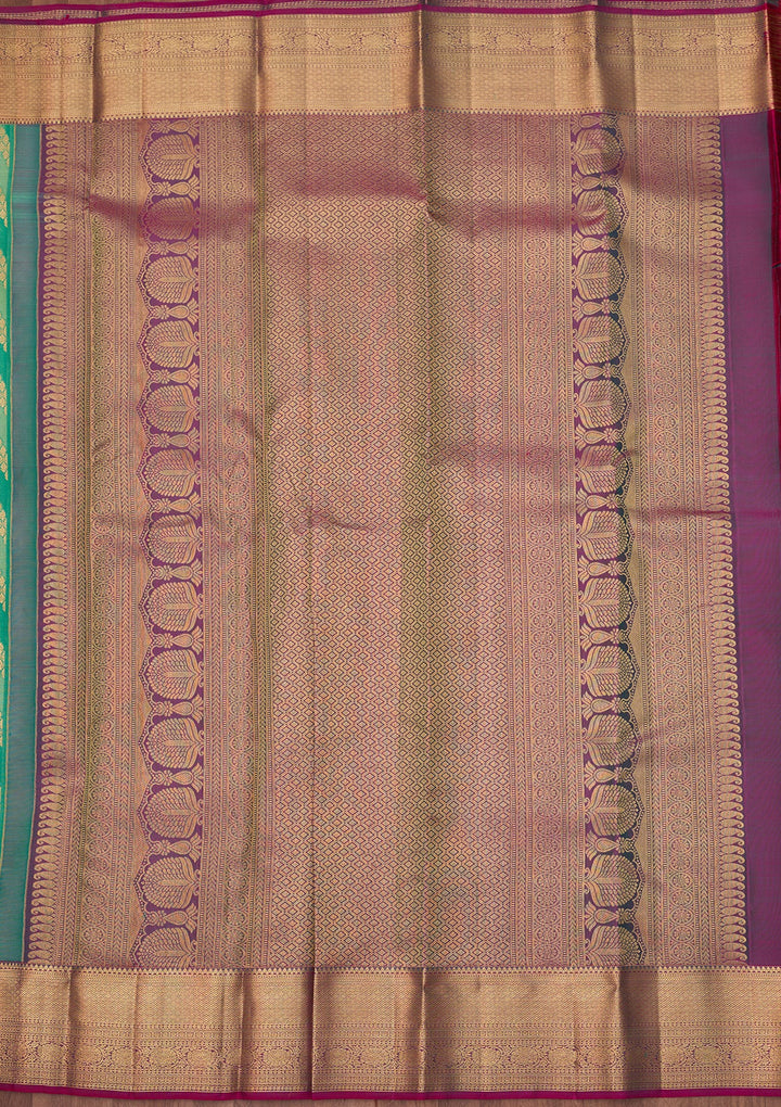 Sea Green Dharmavaram Pure Silk Saree With Matching Blouse Piece
