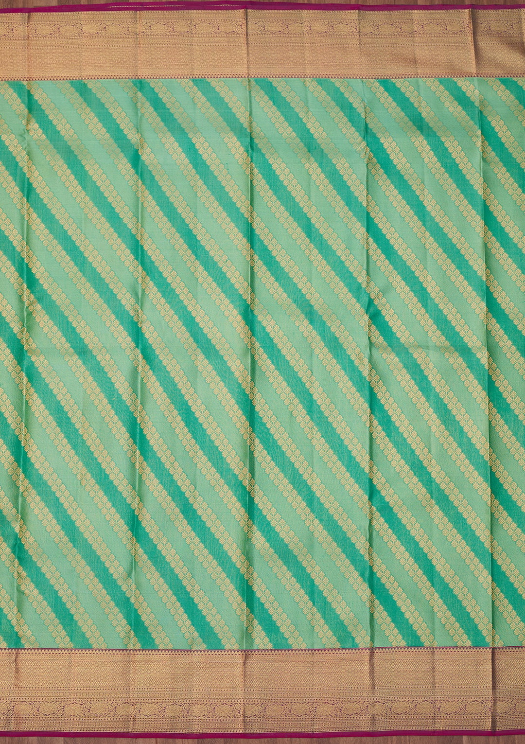 Sea Green Dharmavaram Pure Silk Saree With Matching Blouse Piece
