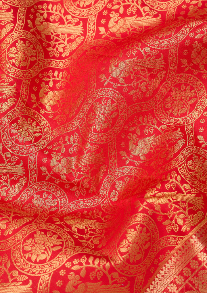 Red Dharmavaram Pure Silk Saree With Matching Blouse Piece