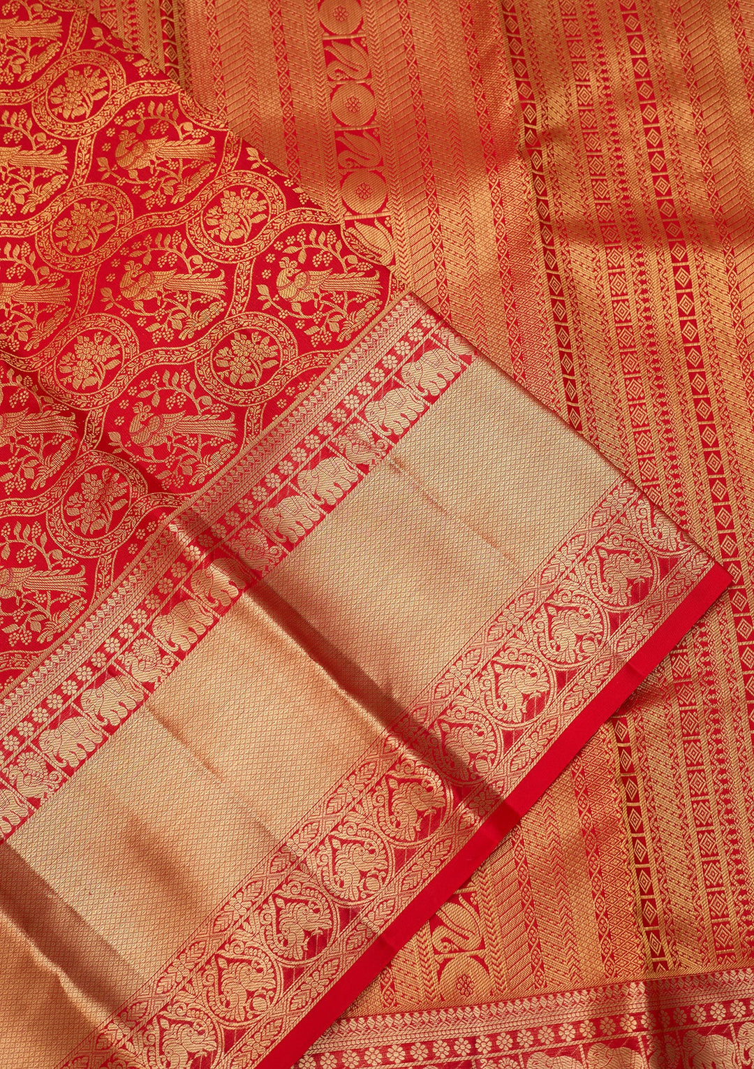 Red Dharmavaram Pure Silk Saree With Matching Blouse Piece