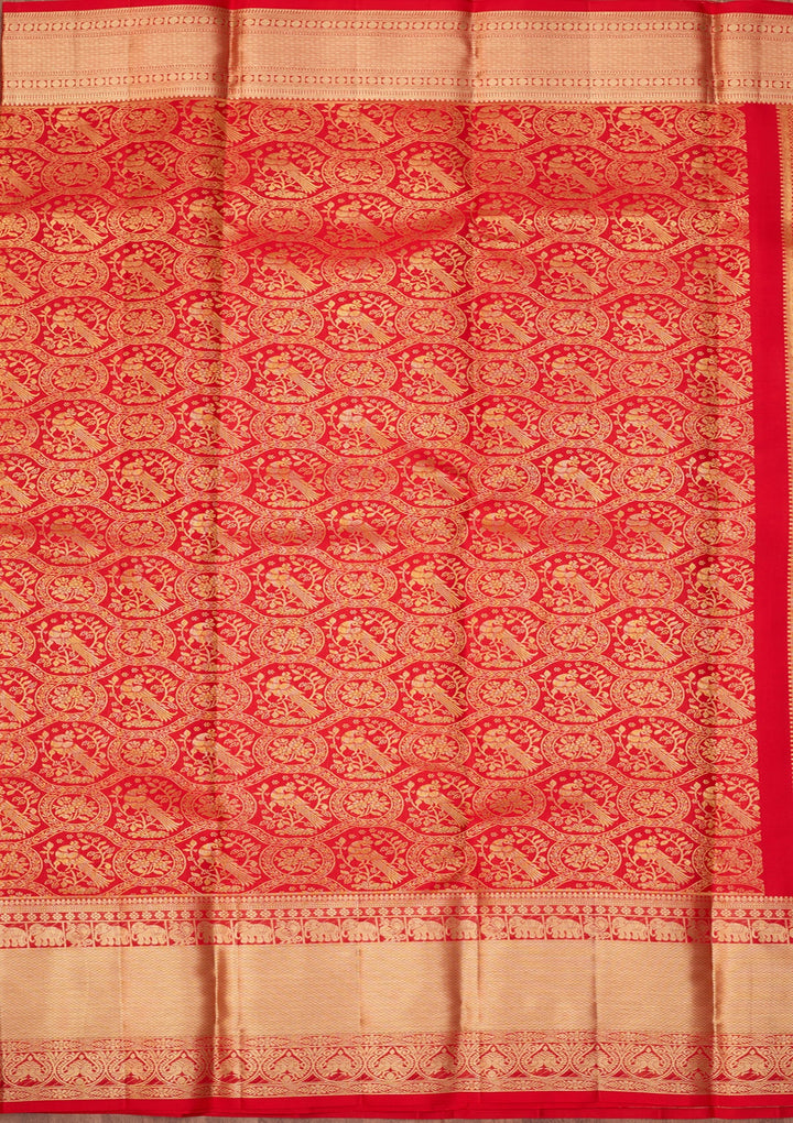 Red Dharmavaram Pure Silk Saree With Matching Blouse Piece