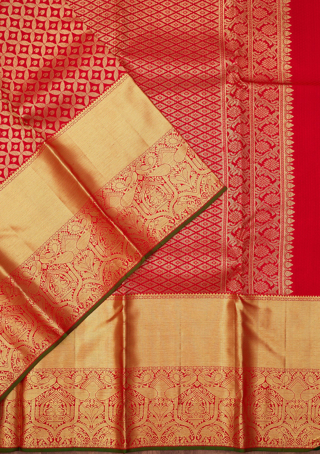Red Dharmavaram Pure Silk Saree With Matching Blouse Piece
