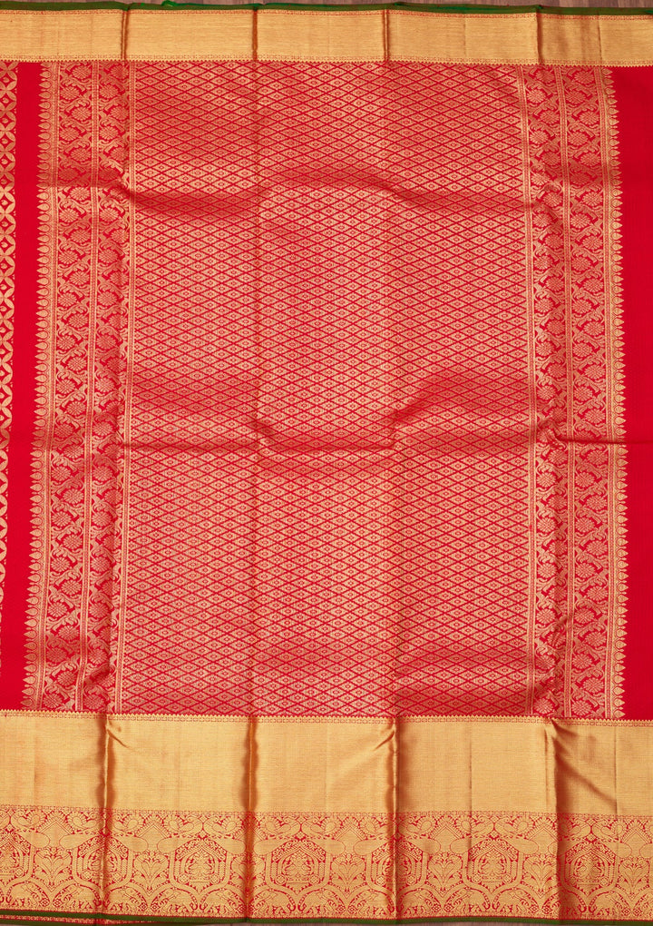 Red Dharmavaram Pure Silk Saree With Matching Blouse Piece