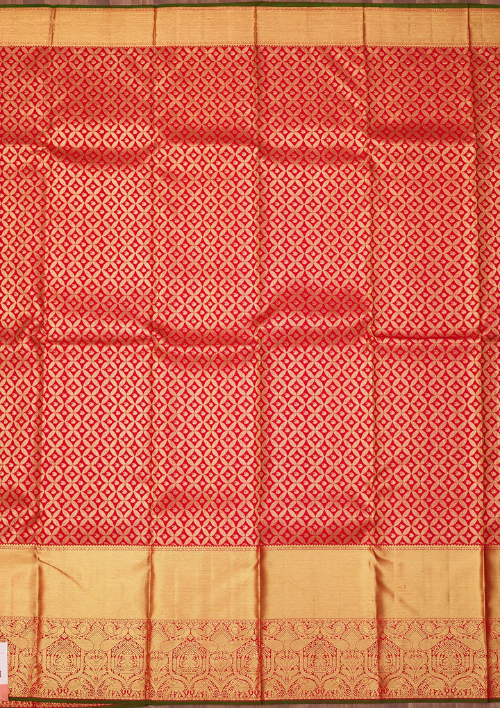Red Dharmavaram Pure Silk Saree With Matching Blouse Piece