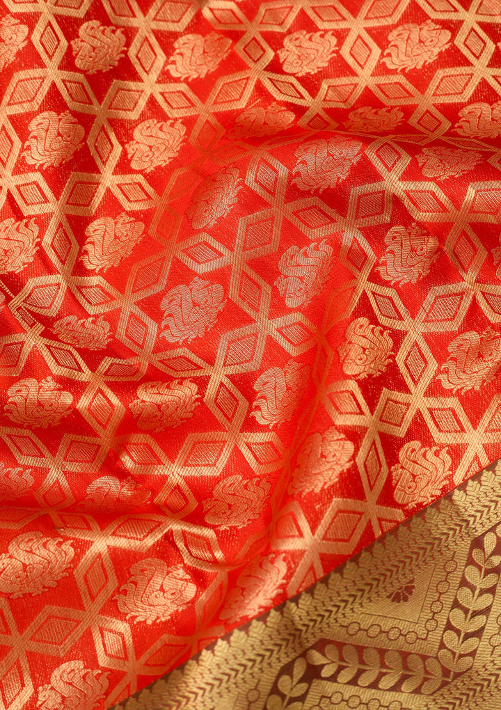 Red Dharmavaram Pure Silk Saree With Matching Blouse Piece