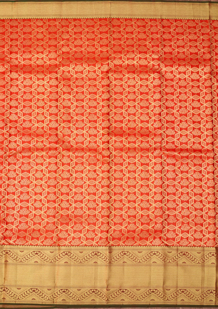 Red Dharmavaram Pure Silk Saree With Matching Blouse Piece