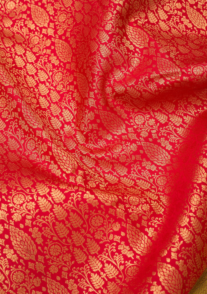 Red Dharmavaram Pure Silk Saree With Matching Blouse Piece