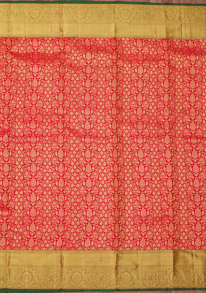 Red Dharmavaram Pure Silk Saree With Matching Blouse Piece