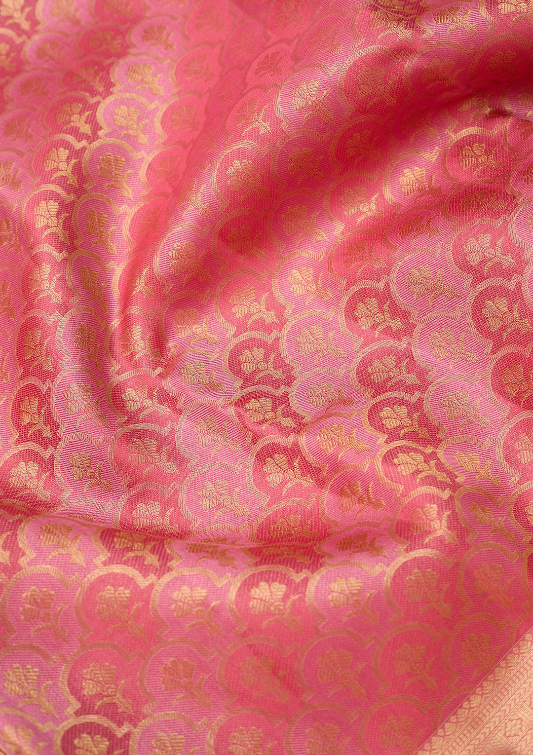 Pink Dharmavaram Pure Silk Saree With Matching Blouse Piece