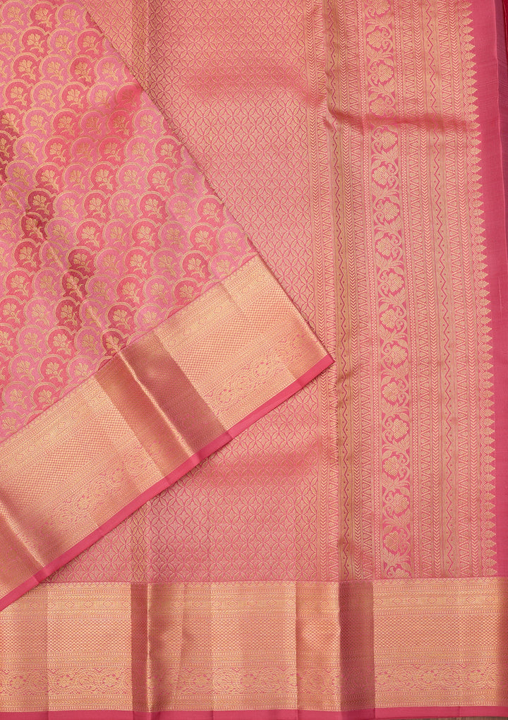 Pink Dharmavaram Pure Silk Saree With Matching Blouse Piece