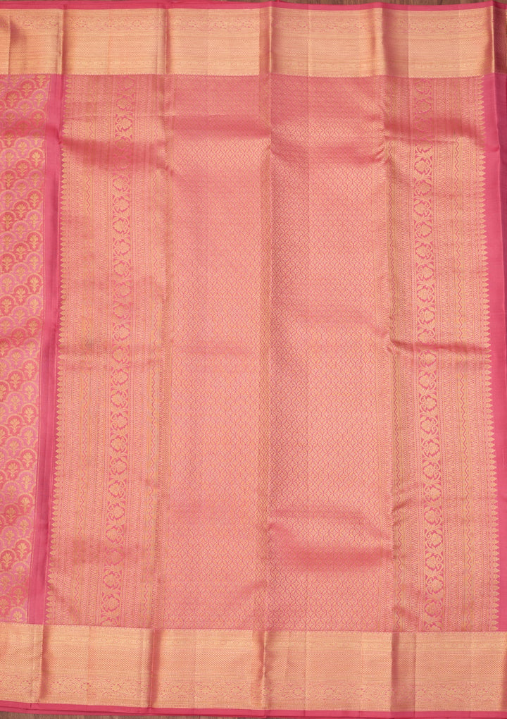 Pink Dharmavaram Pure Silk Saree With Matching Blouse Piece