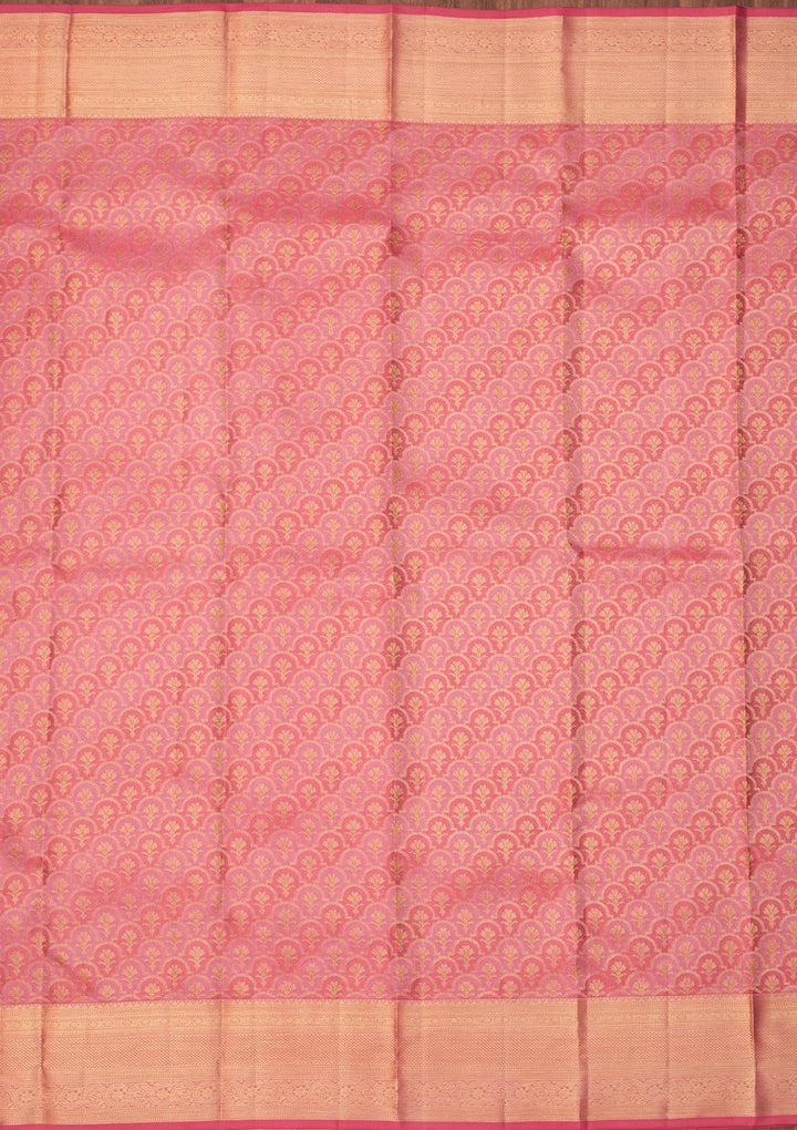 Pink Dharmavaram Pure Silk Saree With Matching Blouse Piece