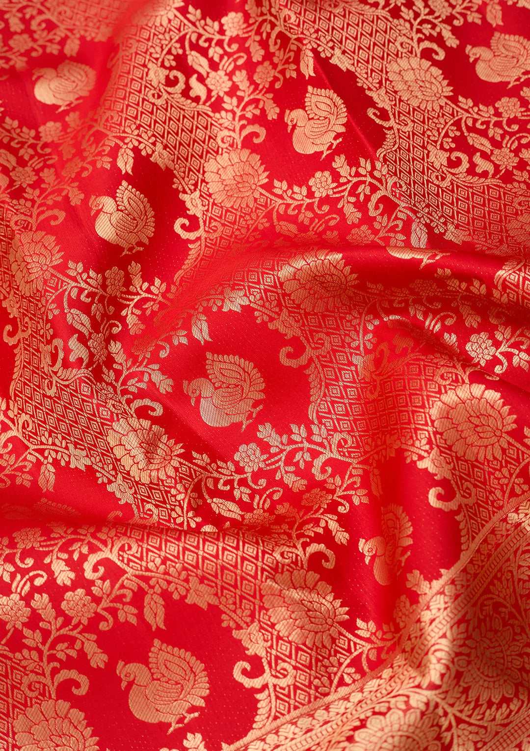 Red Dharmavaram Pure Silk Saree With Matching Blouse Piece