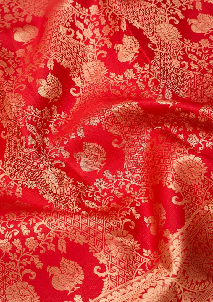 Red Dharmavaram Pure Silk Saree With Matching Blouse Piece