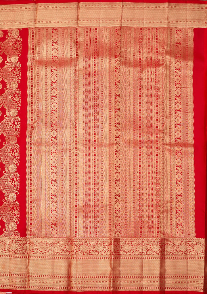 Red Dharmavaram Pure Silk Saree With Matching Blouse Piece