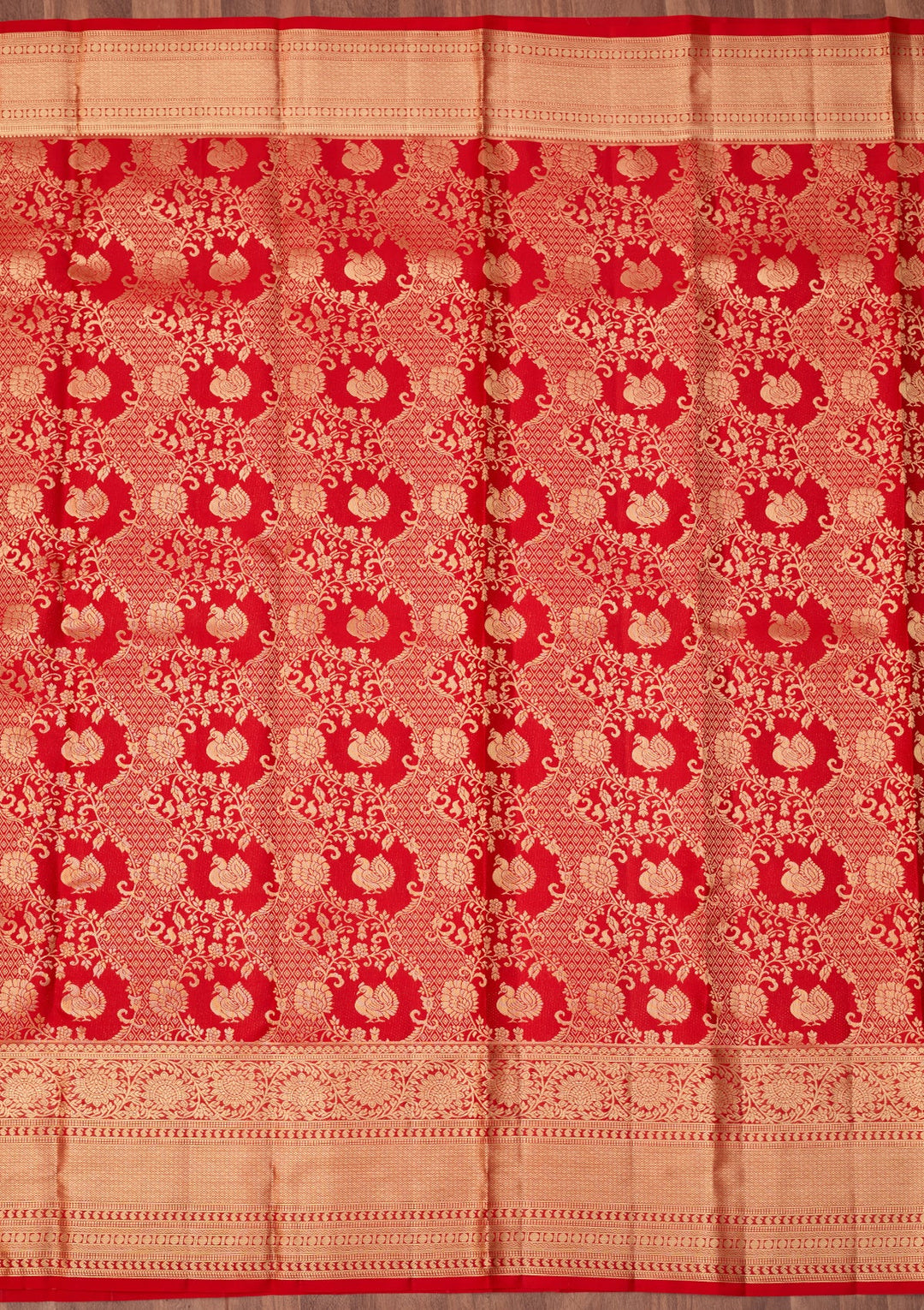 Red Dharmavaram Pure Silk Saree With Matching Blouse Piece