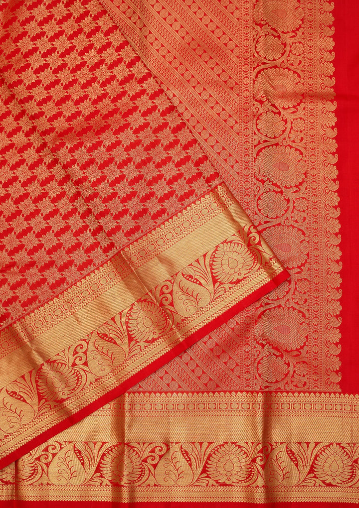 Red Dharmavaram Pure Silk Saree With Matching Blouse Piece