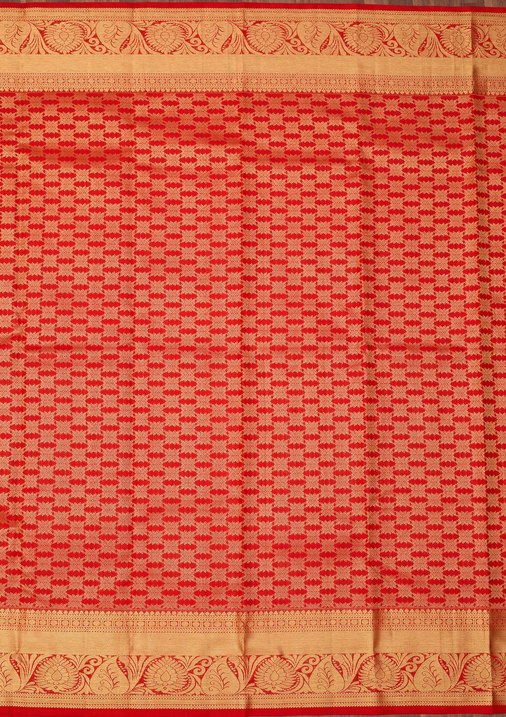 Red Dharmavaram Pure Silk Saree With Matching Blouse Piece