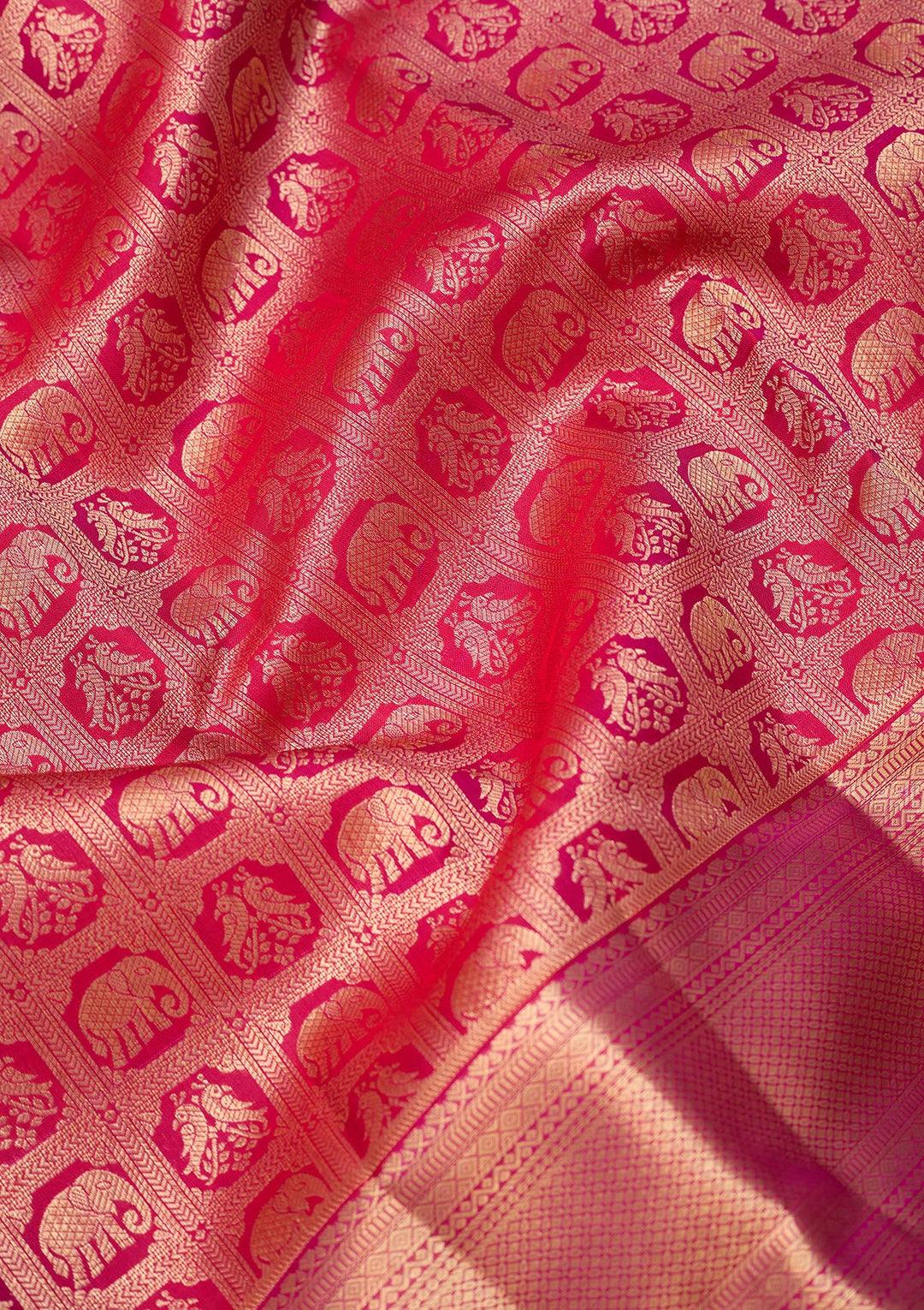 Magenta Pink Dharmavaram Pure Silk Saree With Matching Blouse Piece