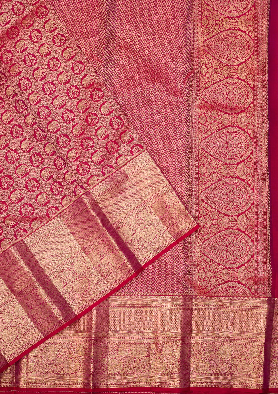 Magenta Pink Dharmavaram Pure Silk Saree With Matching Blouse Piece