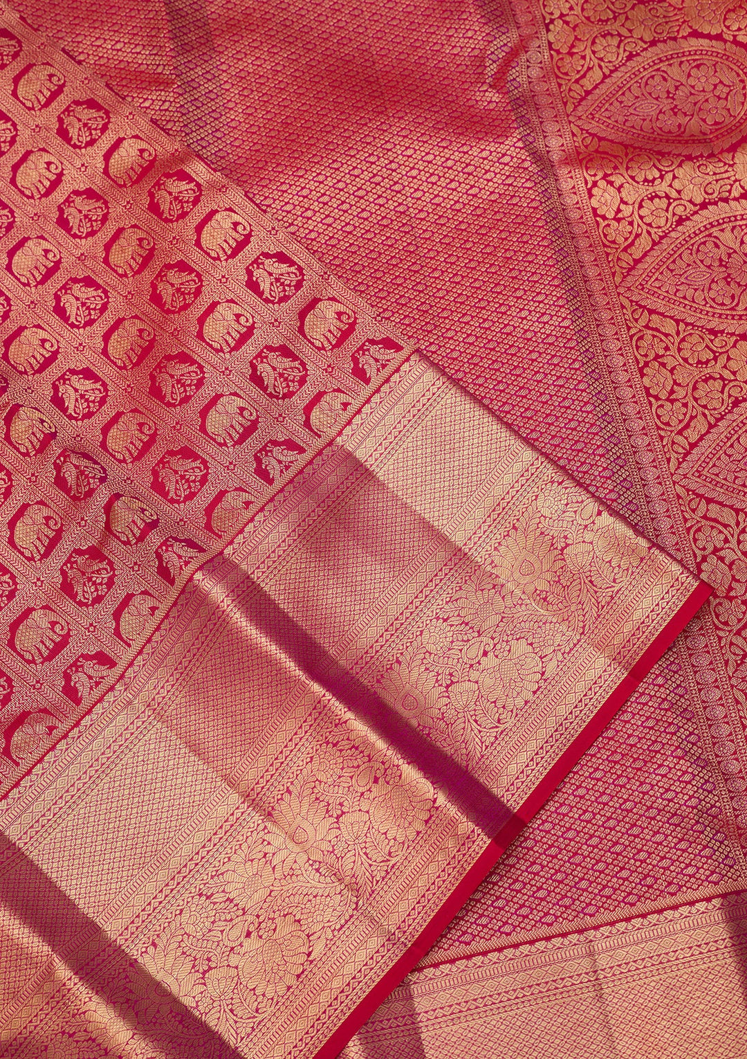 Magenta Pink Dharmavaram Pure Silk Saree With Matching Blouse Piece