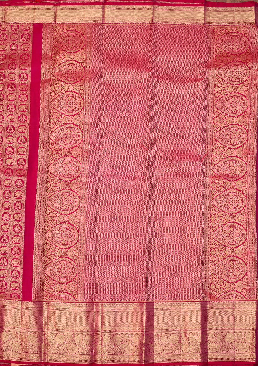 Magenta Pink Dharmavaram Pure Silk Saree With Matching Blouse Piece