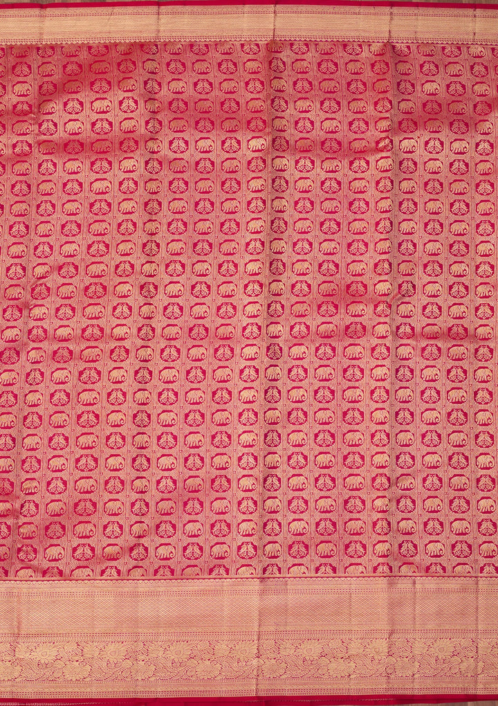 Magenta Pink Dharmavaram Pure Silk Saree With Matching Blouse Piece