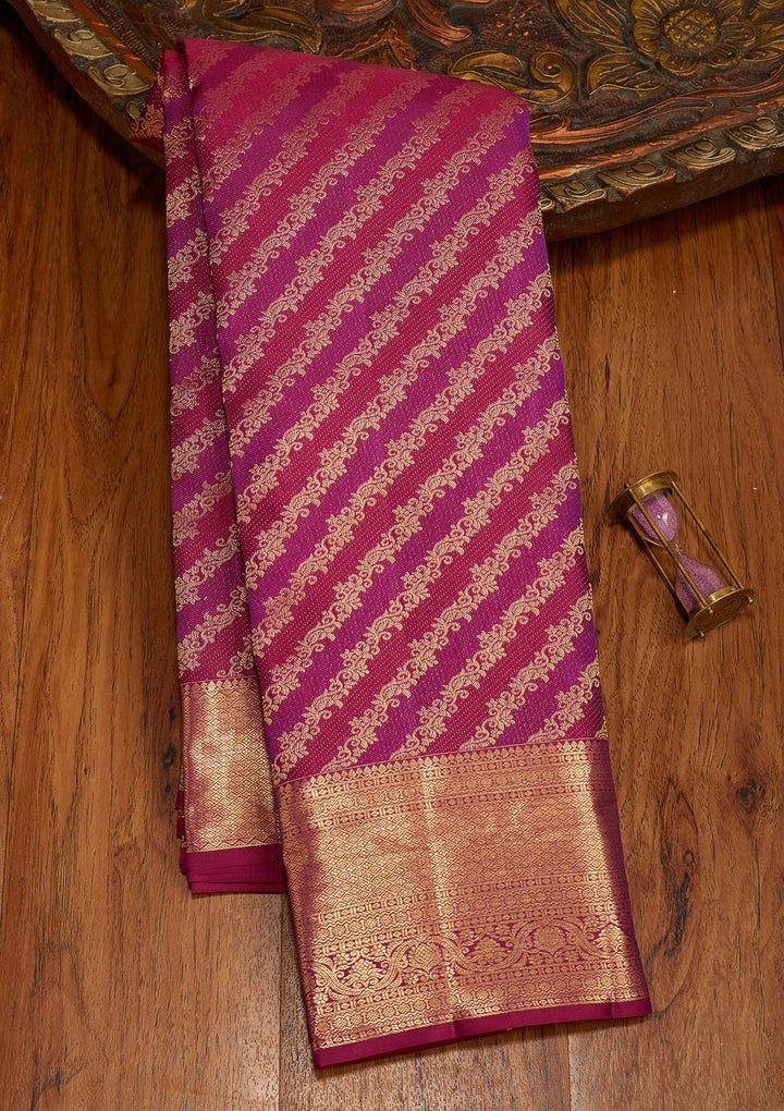 Magenta Pink Dharmavaram Pure Silk Saree With Matching Blouse Piece