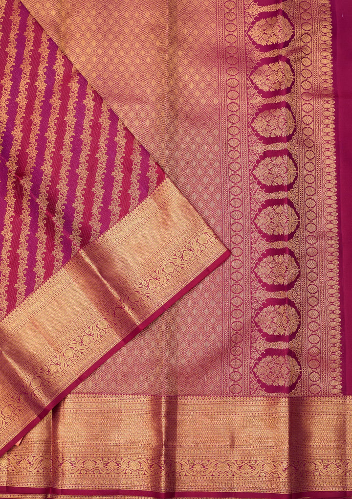 Magenta Pink Dharmavaram Pure Silk Saree With Matching Blouse Piece