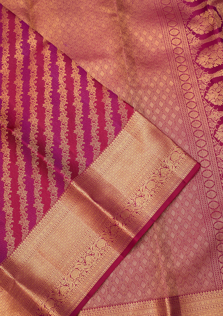 Magenta Pink Dharmavaram Pure Silk Saree With Matching Blouse Piece