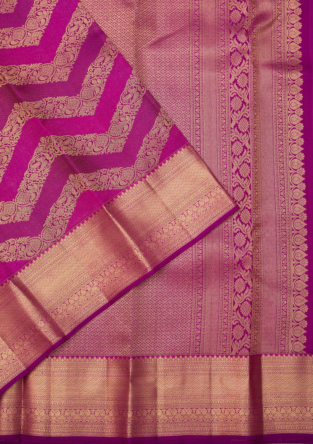 Magenta Pink Dharmavaram Pure Silk Saree With Matching Blouse Piece
