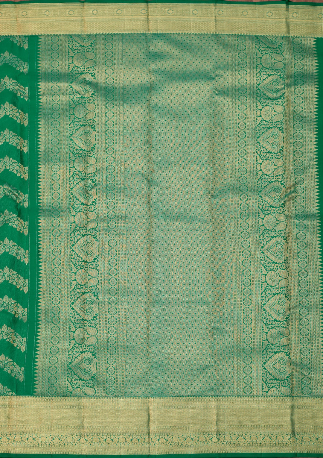 Rama Green Dharmavaram Pure Silk Saree With Matching Blouse Piece