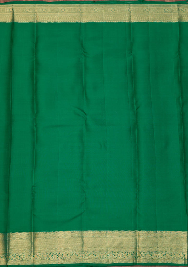 Rama Green Dharmavaram Pure Silk Saree With Matching Blouse Piece