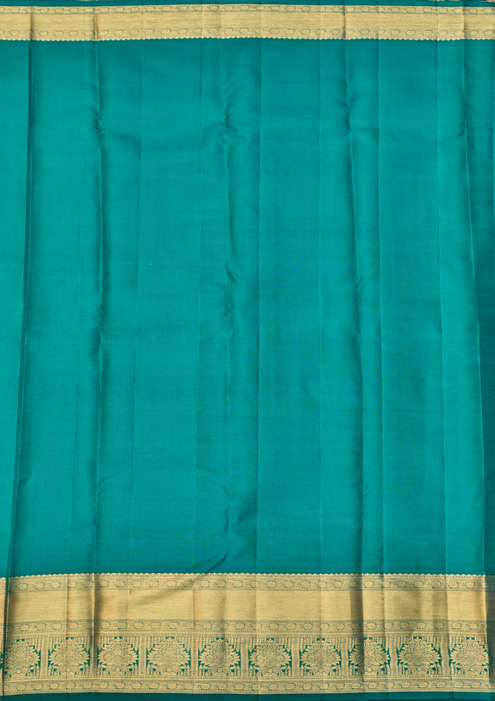 Teal Green Dharmavaram Pure Silk Saree With Matching Blouse Piece