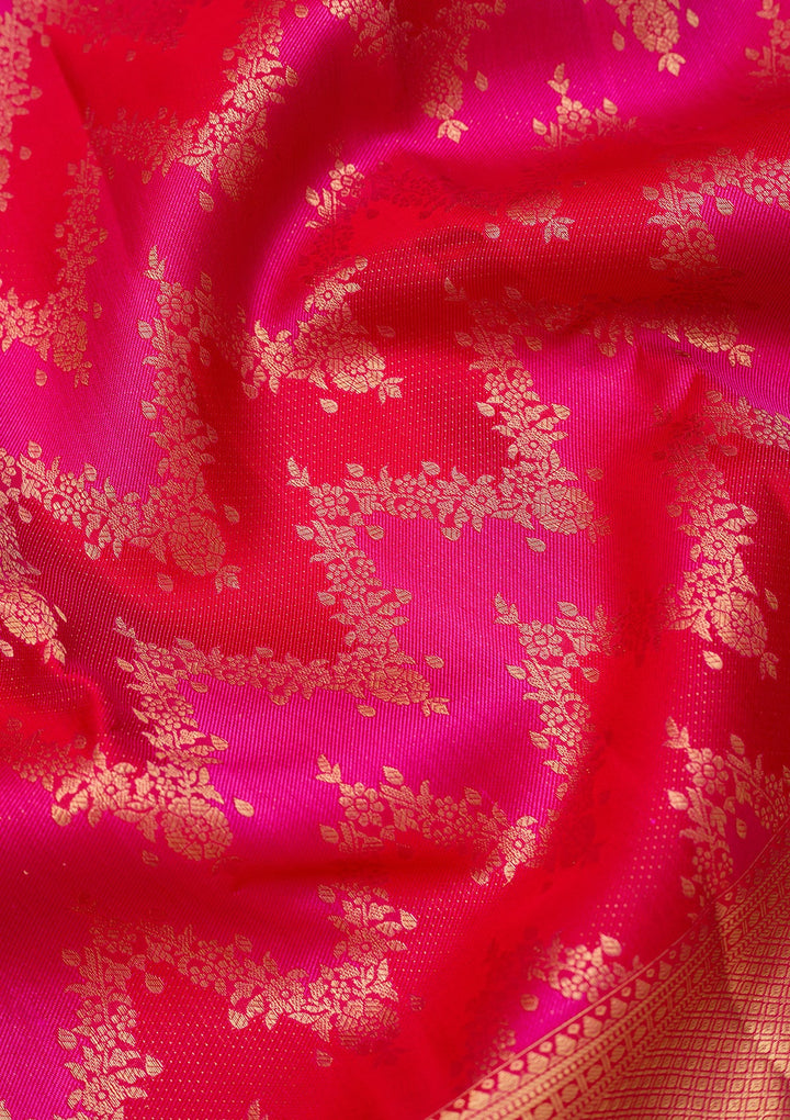 Rani Pink Dharmavaram Pure Silk Saree With Matching Blouse Piece