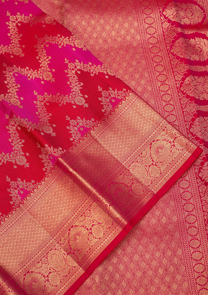 Rani Pink Dharmavaram Pure Silk Saree With Matching Blouse Piece