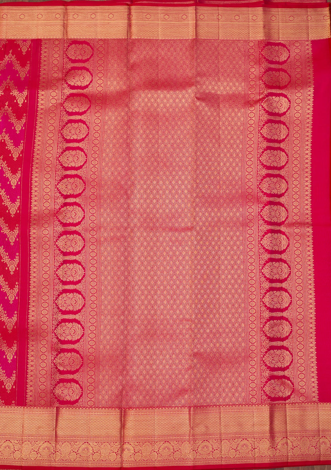 Rani Pink Dharmavaram Pure Silk Saree With Matching Blouse Piece