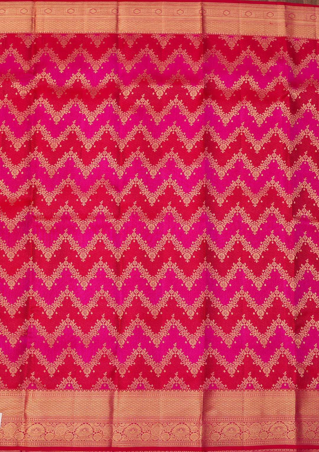 Rani Pink Dharmavaram Pure Silk Saree With Matching Blouse Piece