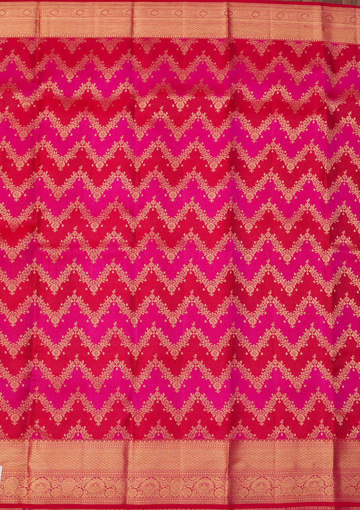 Rani Pink Dharmavaram Pure Silk Saree With Matching Blouse Piece