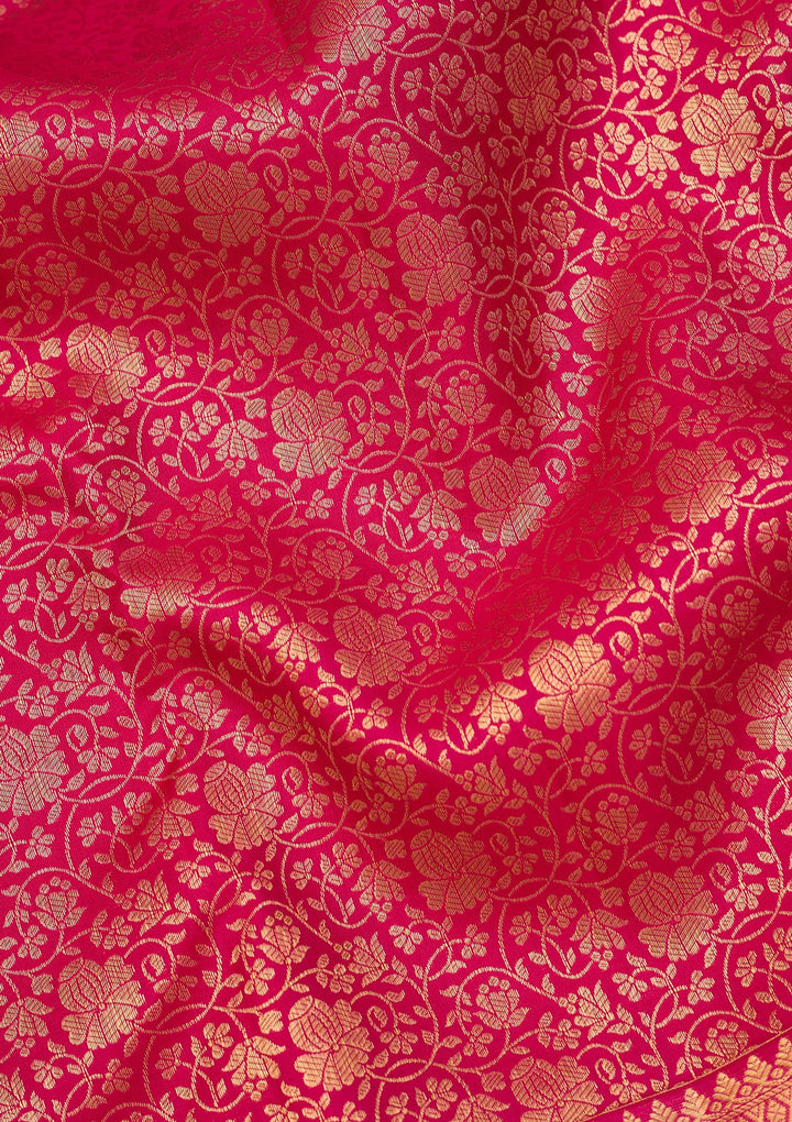 Rani Pink Dharmavaram Pure Silk Saree With Matching Blouse Piece