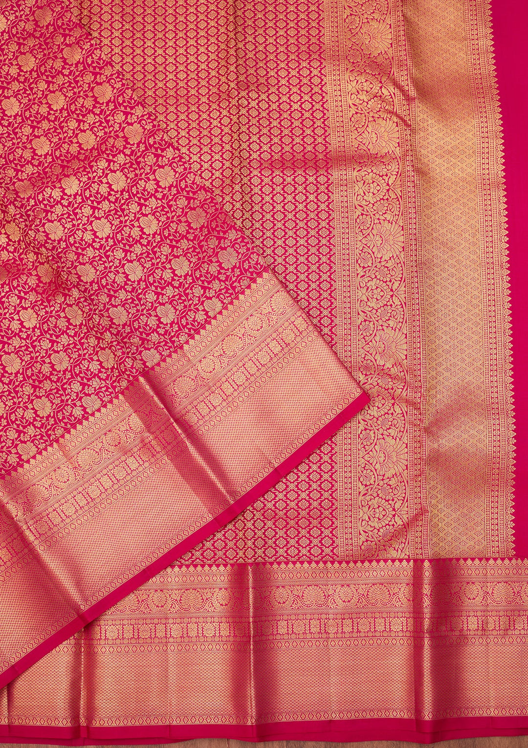 Rani Pink Dharmavaram Pure Silk Saree With Matching Blouse Piece
