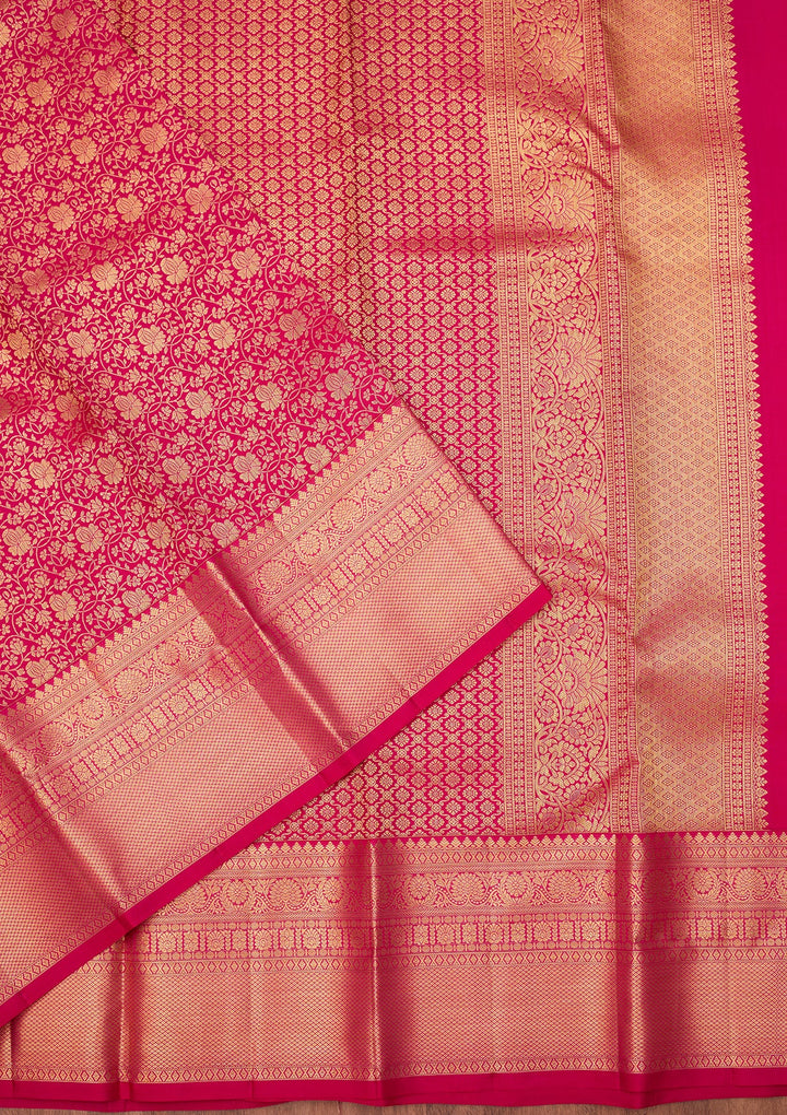 Rani Pink Dharmavaram Pure Silk Saree With Matching Blouse Piece