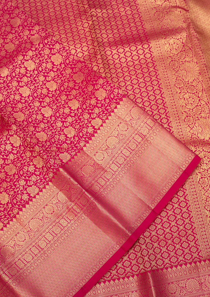 Rani Pink Dharmavaram Pure Silk Saree With Matching Blouse Piece