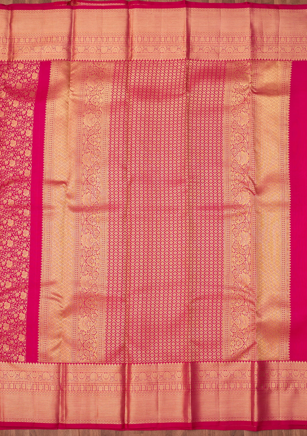 Rani Pink Dharmavaram Pure Silk Saree With Matching Blouse Piece