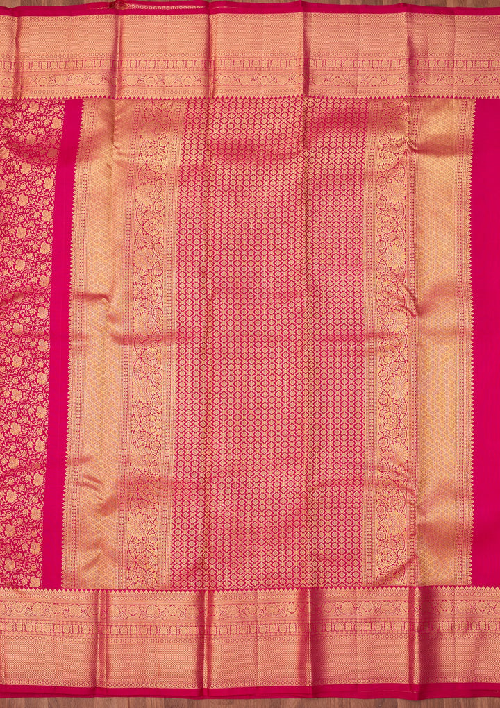 Rani Pink Dharmavaram Pure Silk Saree With Matching Blouse Piece