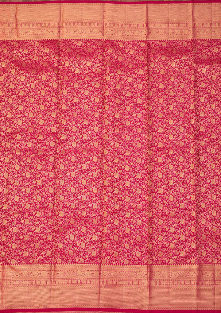 Rani Pink Dharmavaram Pure Silk Saree With Matching Blouse Piece