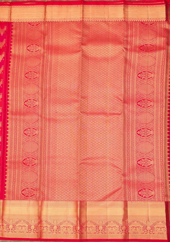 Rani Pink Dharmavaram Pure Silk Saree With Matching Blouse Piece