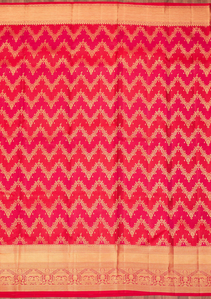 Rani Pink Dharmavaram Pure Silk Saree With Matching Blouse Piece