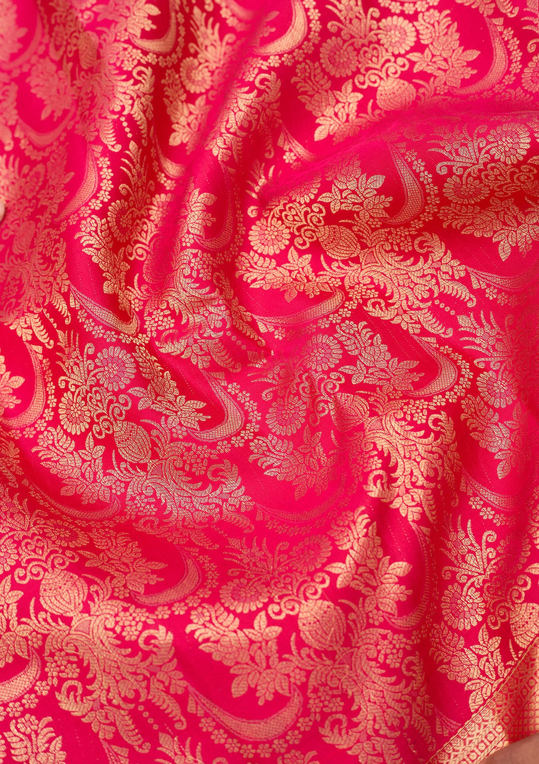 Rani Pink Dharmavaram Pure Silk Saree With Matching Blouse Piece