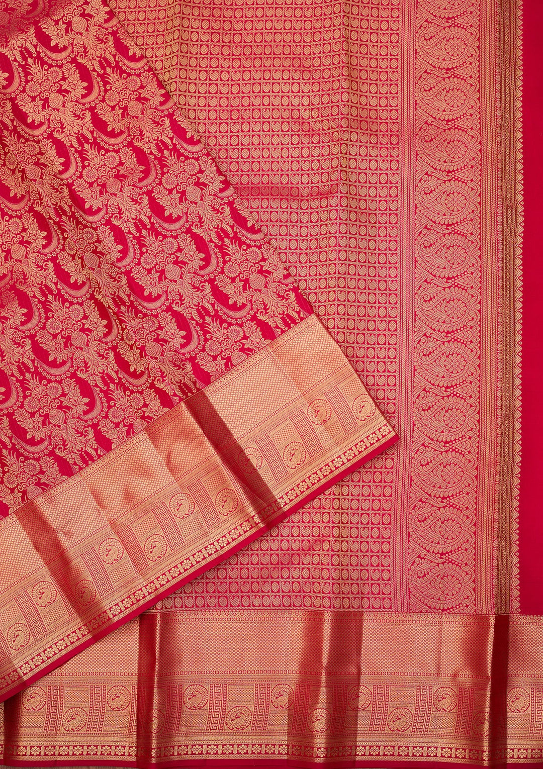 Rani Pink Dharmavaram Pure Silk Saree With Matching Blouse Piece